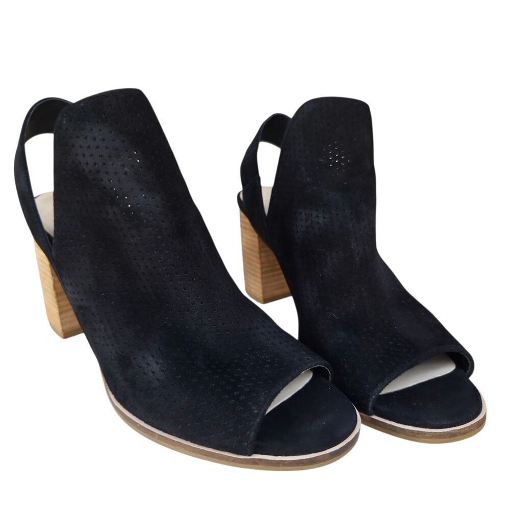 Cole Haan Grand OS Callista Black Suede Sling Back Open Toe Heel Bootie Sz 7.5 B